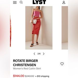 Rotate mandarin red sequin skirt